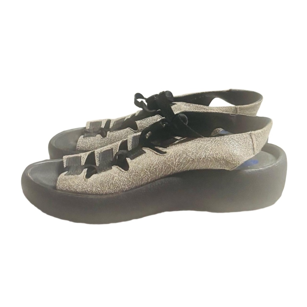 Wolky Alula Womens Lace-up Gray Leather Walking Comfort Sandals EU‎ 41 US 10
